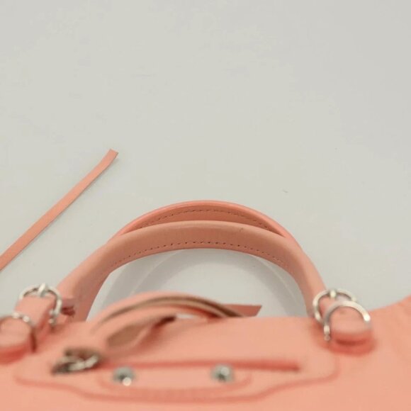 BALENCIAGA The Paper A6 Hand Bag Leather 2way Pink Silver - Picture 10 of 15